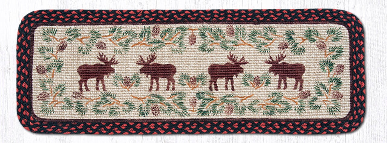 Earth Rugs WW-19 Moose / Pinecone Wicker Weave Table Runner 13" x 36"